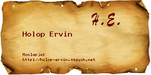 Holop Ervin névjegykártya